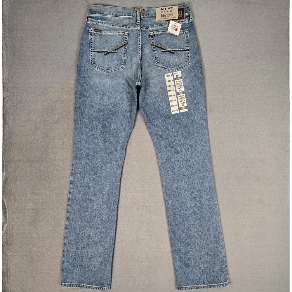 Ariat M4 Jeans Mens 34x36 Relaxed Straight Leg Orleans Wash Work Western NWT